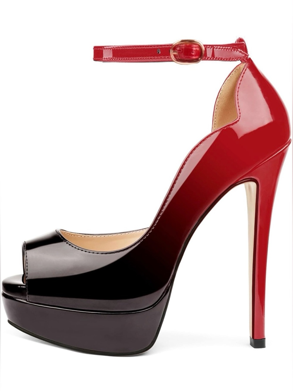 Women’s Red and Black High Heel Platform Sandals